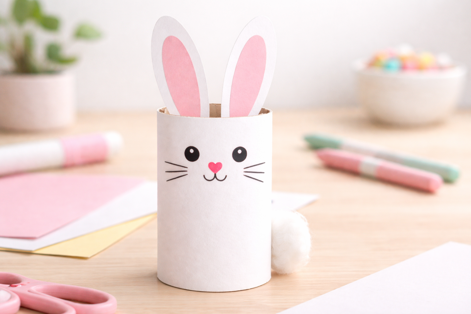 Lapin en rouleau qui tient debout